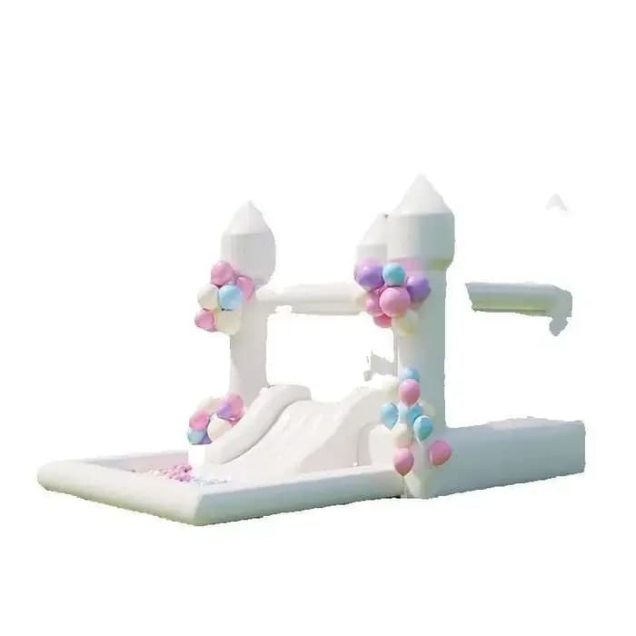 Maison de rebond géante de 4M, saut blanc avec toboggan de piscine à balles, décoration de fête d'an
