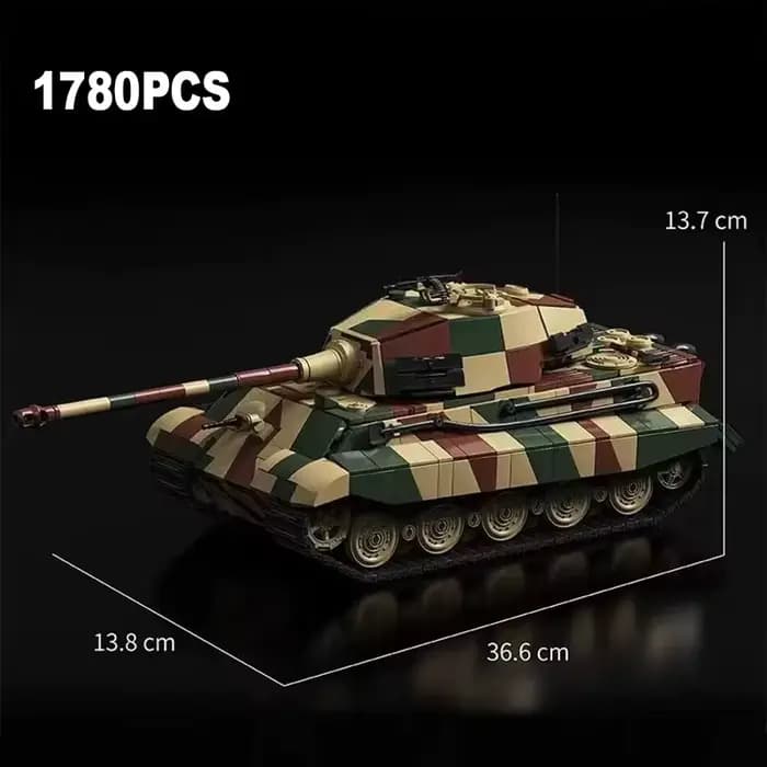Ensemble de blocs de construction créatifs Tiger King Tank, 1780 pièces, série militaire urbaine, mo