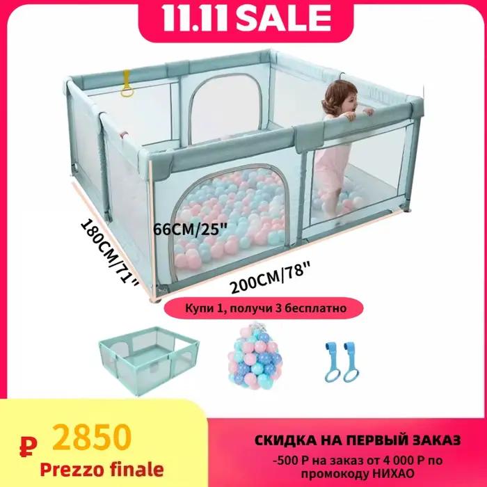 Parc 180x200 pour enfants, barrière de sécurité, clôture, aire de jeux pour tout-petits, éponge Anti