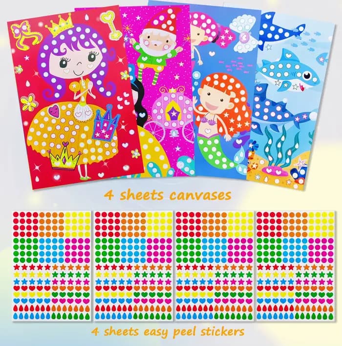 Livre de coloriage à points pour enfants, bricolage, dessin d'animaux, mosaïque, Puzzle, autocollant