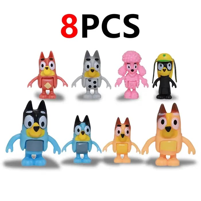 8 figurines articulées Bluey et ses amis, jouets de collection, meilleur cadeau d'anniversaire, nouv