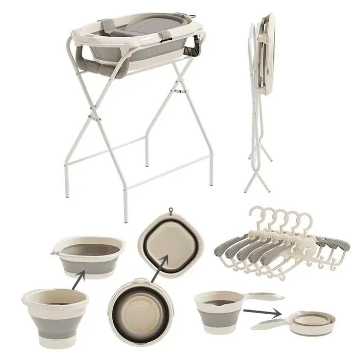 Ensemble de bain pour bébé pliable sans BPA, kit bassin et cintre pliables, design peu encombrant po