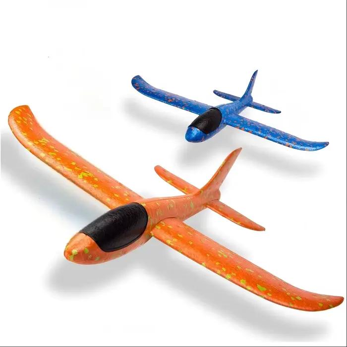 Ensemble de 2 avions en mousse - Avions bleus et oranges pour les sports de plein air, jouet volant 