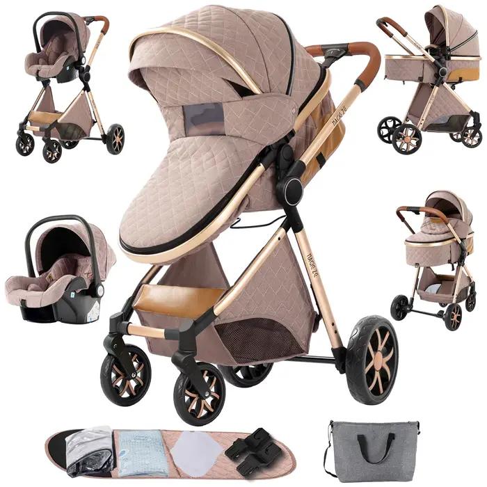 Système de voyage pour poussette 3 en 1, landau chaud avec panier de couchage, poussette légère pour