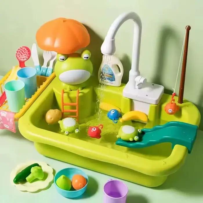 Jouets de cuisine électriques pour enfants, jeu aquatique amusant, lavabo de jeu d'eau, jeu de pêche