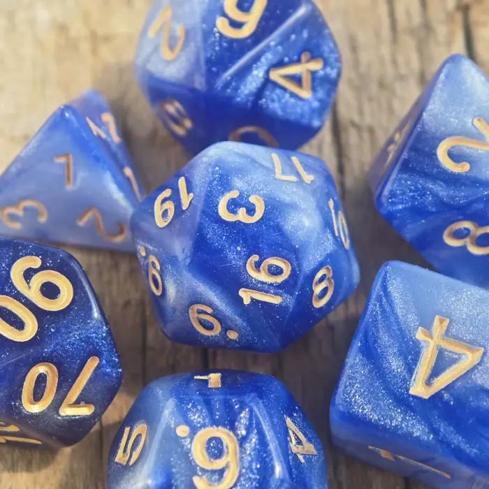 7 pièces/ensemble jeu de dés galaxie bleu et blanc D4 D6 D8 D10 D % D12 D20 dés D & D RPG donjons et