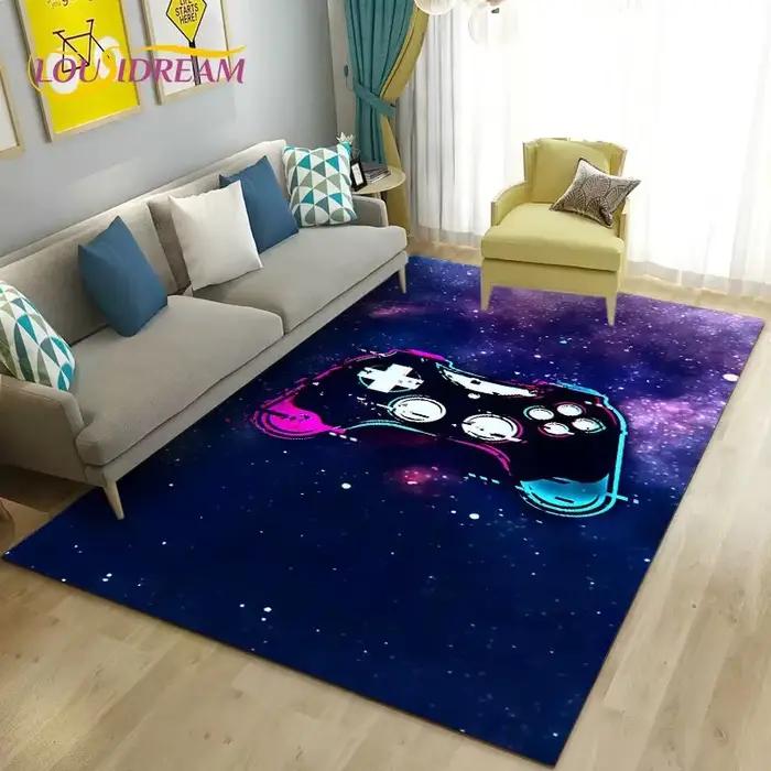 Tapis de sol 3D antidérapant pour enfants, motif contrôleur de jeu de dessin animé, idéal pour salon