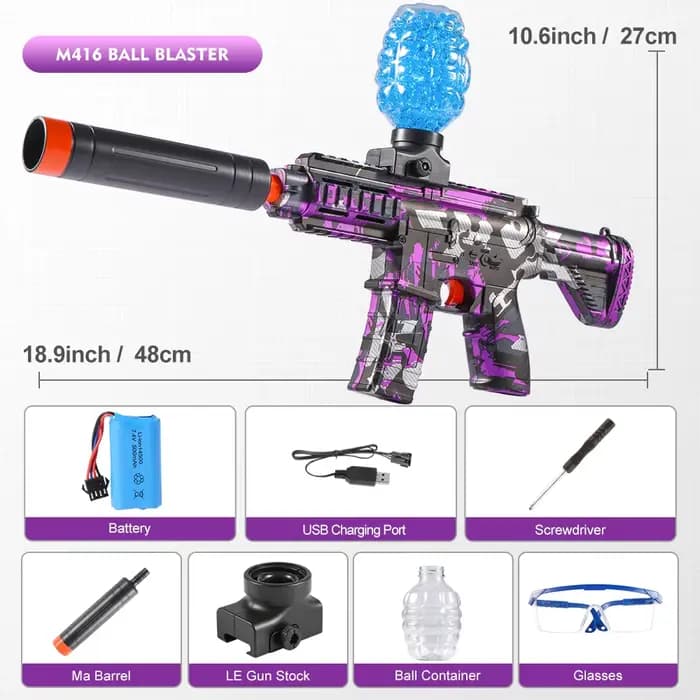 Pistolet à billes électrique M416 - Haute vitesse, finition métallique, rechargeable - Cadeau pour j