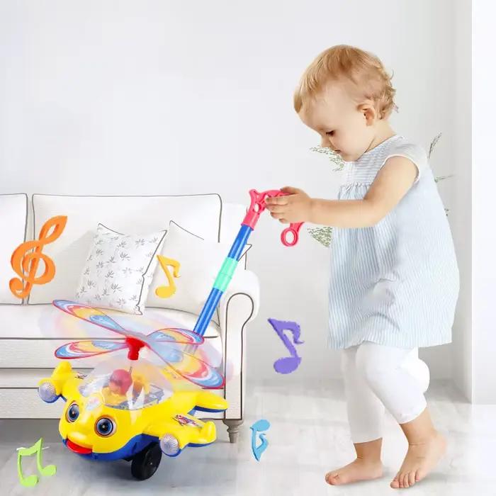Bébé marcheur jouet main pousser enfant en bas âge jouet avion voiture jouet pousser le long marche 