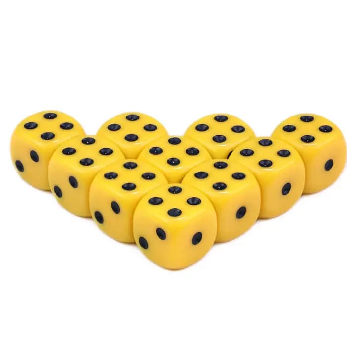 10 pièces/ensemble jeu de dés jaunes accessoires dés couleur dés jaune point noir fournitures de jeu