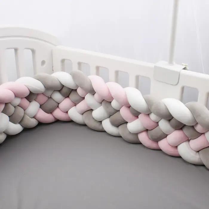 Pare-chocs de lit de bébé de 200cm, oreiller de noeud de tresse, coussin pour la protection de Cpull
