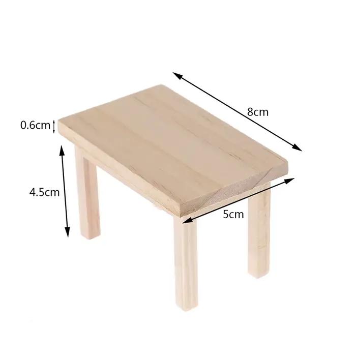 Maison de poupée Miniature 1:12, modèle de Table en bois, accessoires de meubles, jouets