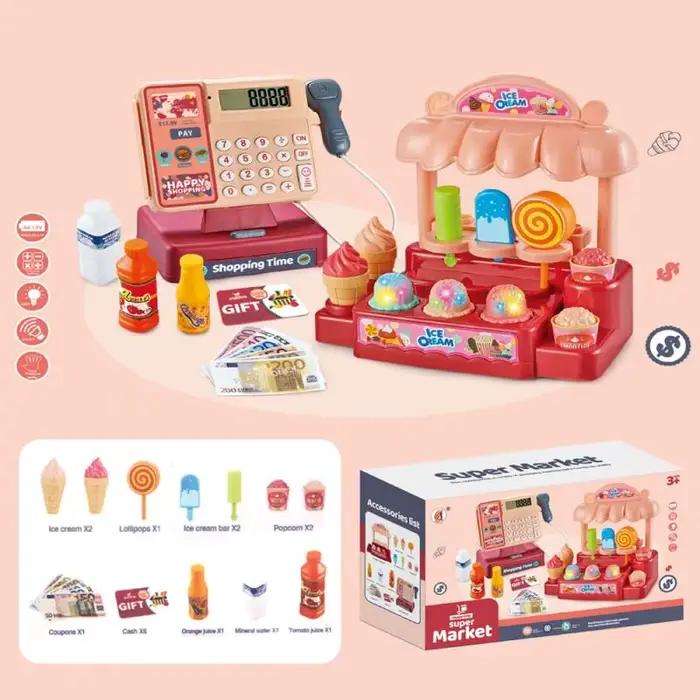 Boîte de caisse enregistreuse à balayage, pièces de monnaie, Simulation de nourriture pour enfants, 