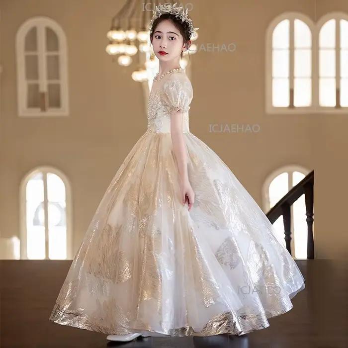 Robe de Princesse Vintage pour Filles 2026, Robe de Soirée Fleurie pour Mariage, Anniversaire, Spect
