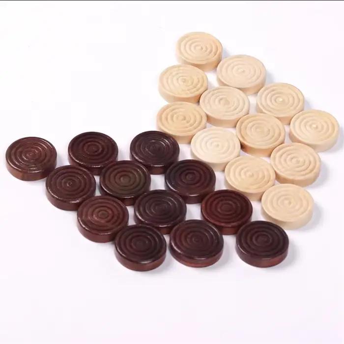 24 pièces/ensemble jetons en bois pièces de dames rondes pour accessoires de jeu d'échecs Backgammon