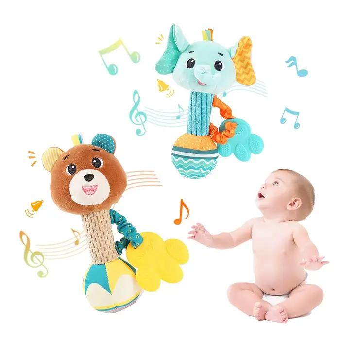 Hochets pour bébé, Animal en peluche doux, poignée, jouets pour bébé, Shaker froissé, grinçant, acce