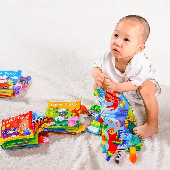 Nouveaux jouets pour bébé, queue d'animaux de dessin animé, livre en tissu pour bébé, livre éducatif