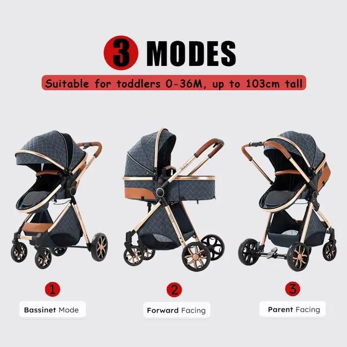 Poussette bébé 3 en 1 avec siège auto pliable landau bébé Convertible poussette infantile système de