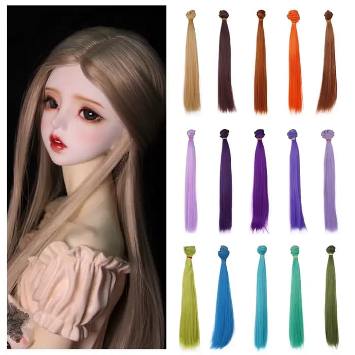 30 cm * 100 cm cheveux de poupée rose blanc vert bleu marron couleur orange jaune couleur droite BJD