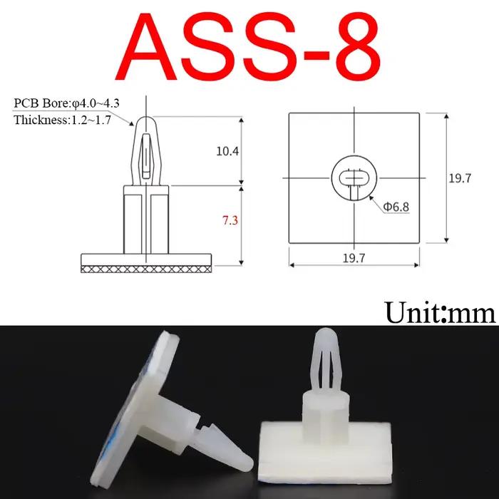 ASS-5/6/8/10/13/16 20*20mm Nylon 4mm alésage PCB Support de carte verrouillage Snap-In pilier fixe a