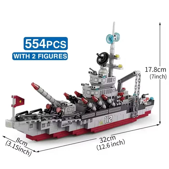 Blocs de construction de navires de guerre, chariots de guerre, bateaux de l'armée, avions, modèles 