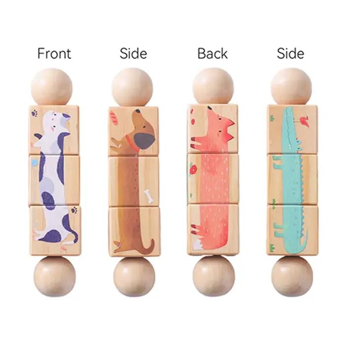 Bébé en bois rotatif Puzzle main cloche jouet bébé Mobile Musical hochet jouet Montessori Puzzle jeu