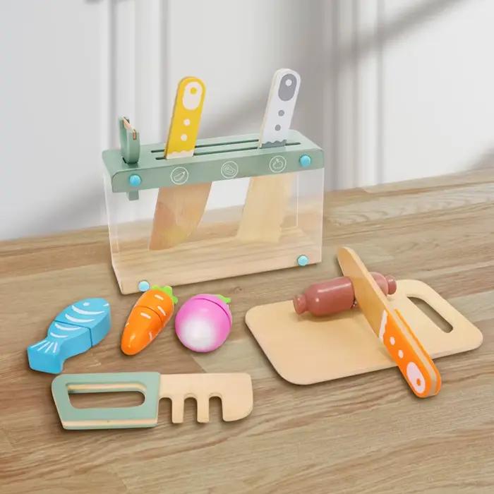 Jouet de cuisine en bois, vaisselle en bois, ensembles alimentaires, jeu de rôle, Cosplay éducatif, 