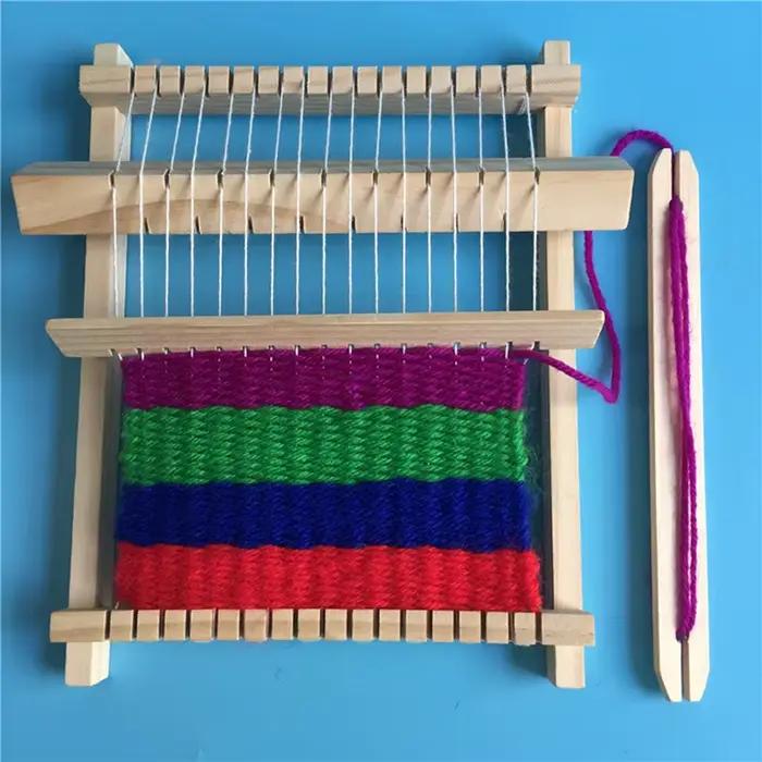 Petit métier à tisser en bois artisanal pour enfants, machine à tisser à la main, jouets pour enfant