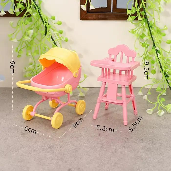 Ensemble de jeu de poupée avec table, mini chaise et poussette de poupée pour enfants, jeu de simula