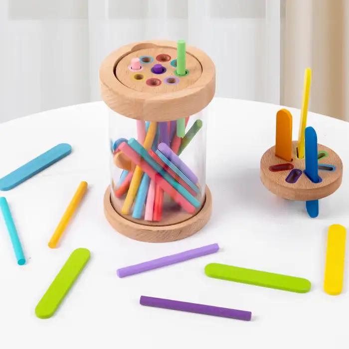 Jeu de tri des couleurs 2 en 1, jouets bâtons multicolores, tasse de Classification des couleurs ave