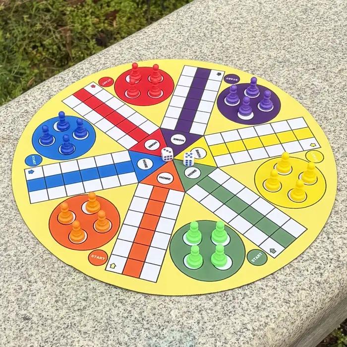 Jeu de société Ludo et Flying Chess pour 4 à 6 joueurs avec dés et pions multicolores, diamètre 35 c