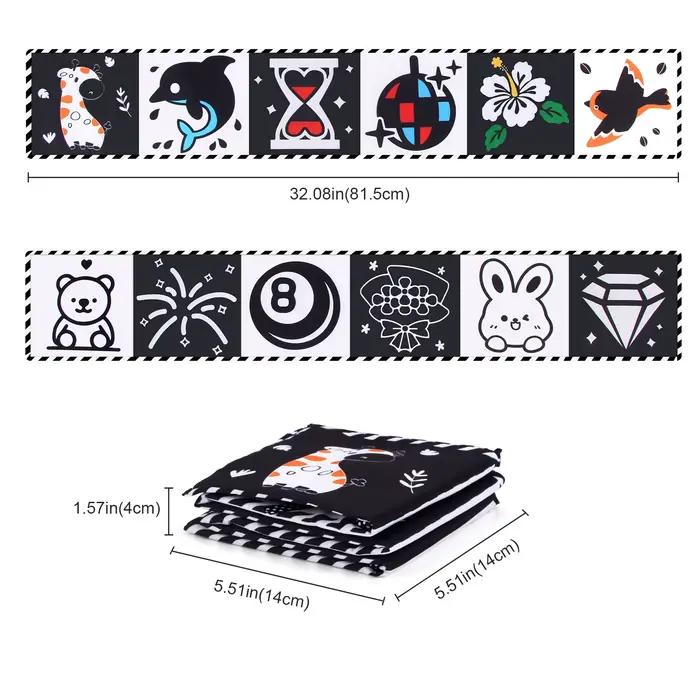 Livre en tissu pour bébé, jouets pour bébé à contraste élevé, jouets pour berceau pour nouveau-nés 0