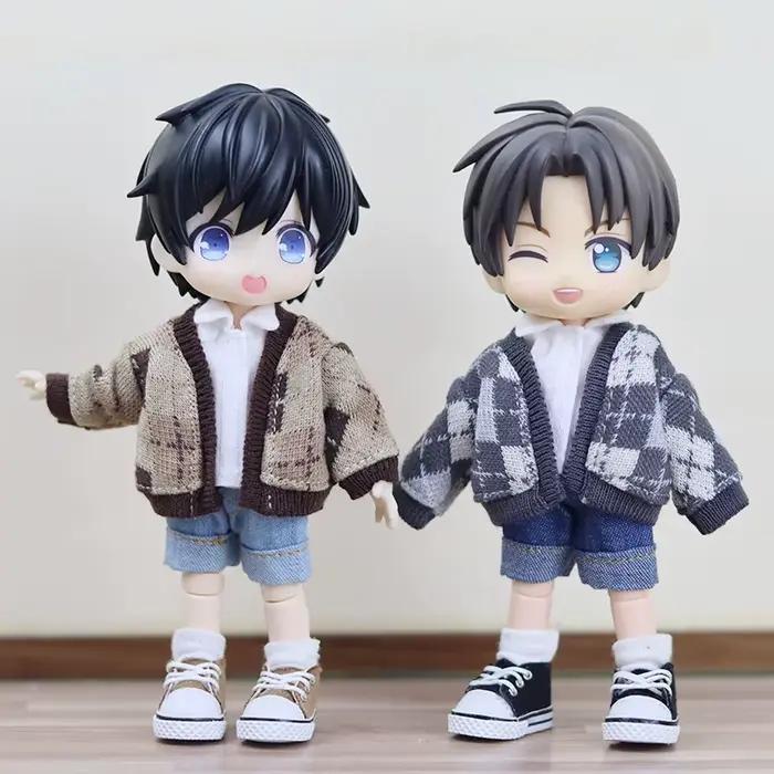 Vêtements de poupée Ob11, pull avec Cardigan à motif écossais, veste, gilet, chemise pour Gsc, Ymy B