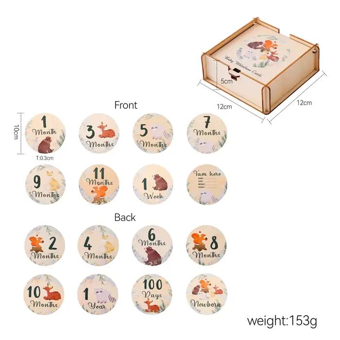 Milestones de croissance pour nouveau-né de 0 à 12 mois, carte en bois avec boîte, accessoire Photo,