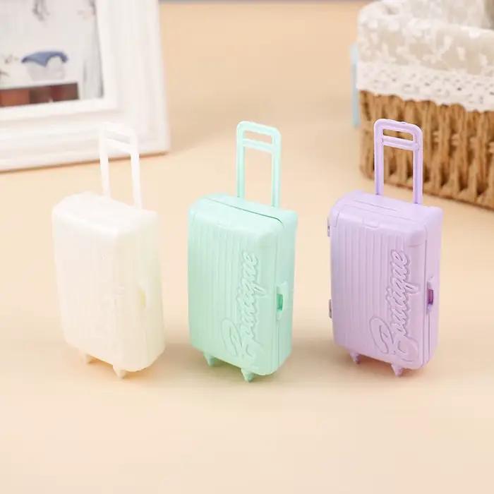 Maison de poupée Miniature en plastique multicolore, 1 pièce, valise de rangement, chariot de voyage