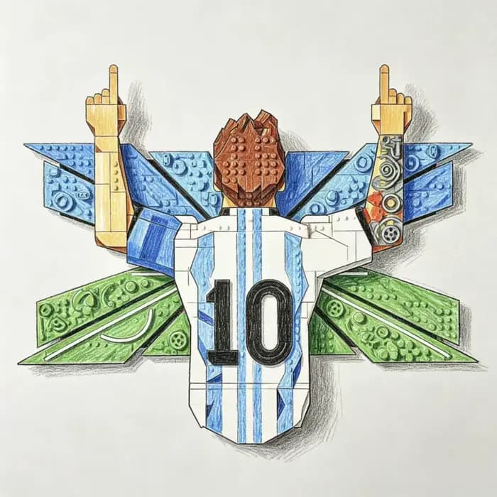 Nouveau modèle de puzzle de construction 2026 Superstar de football numéro 10 Leo Goat, moment de cé