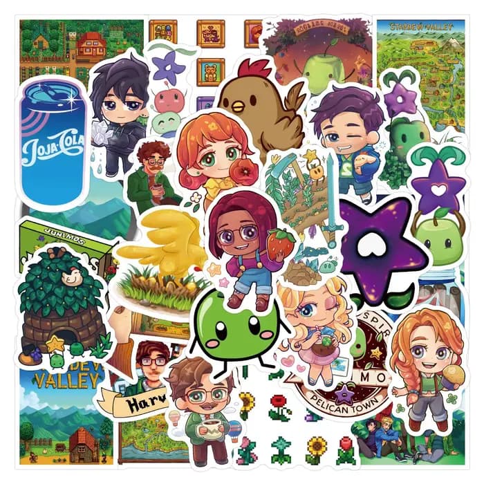 10/50 PIÈCES Stardew Vallée Autocollants Drôle Simulation Jeu D'affaires Autocollant Dessin Animé En