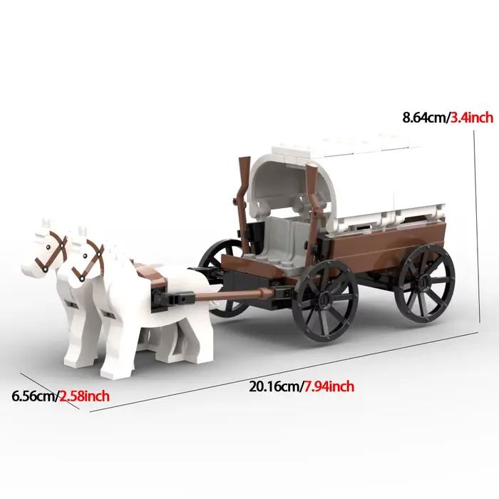 Modèle de chariot médiéval occidental créatif MOC, chariot à bétail, véhicule de transport, blocs de