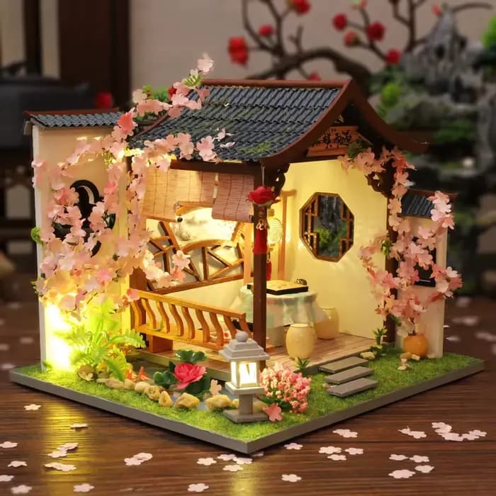 Maison de course en bois avec meubles, paysage l'inventaire, loft chinois, maisons à beurre, jouet d