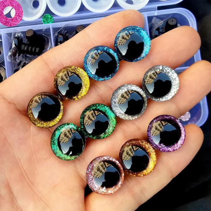Yeux de sécurité à paillettes 3D pour élèves tordues, 30 pièces/boîte, pour jouets au Crochet, brico