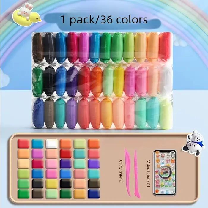 Kit de pâte à modeler à séchage à l'air pour enfants, ultra légère, douce, non toxique, sûre, avec o