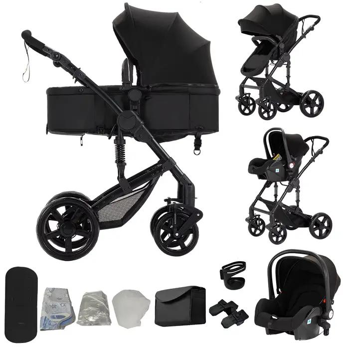 Poussette bébé 3-en-1 innovante, design tendance avec siège auto confortable, nacelle spacieuse et f