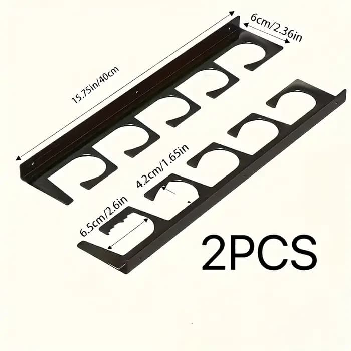 2 supports de rangement pour 5 cannes à pêche, installés au mur et au plafond du garage, adaptés à l