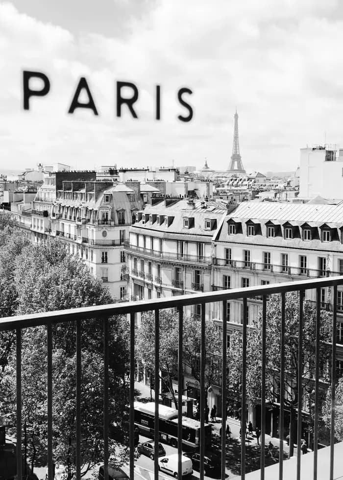 Tour Eiffel noir blanc affiche France Paris voyage paysage toile peinture impression mur Art photos 