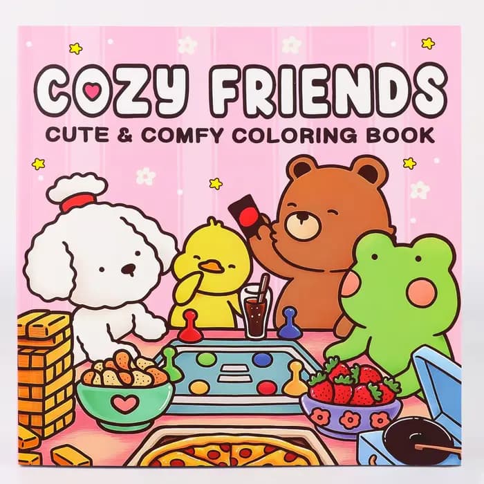 Livre de coloriage Cozy Friends pour adultes, avec de super mignons personnages animaux et des motif