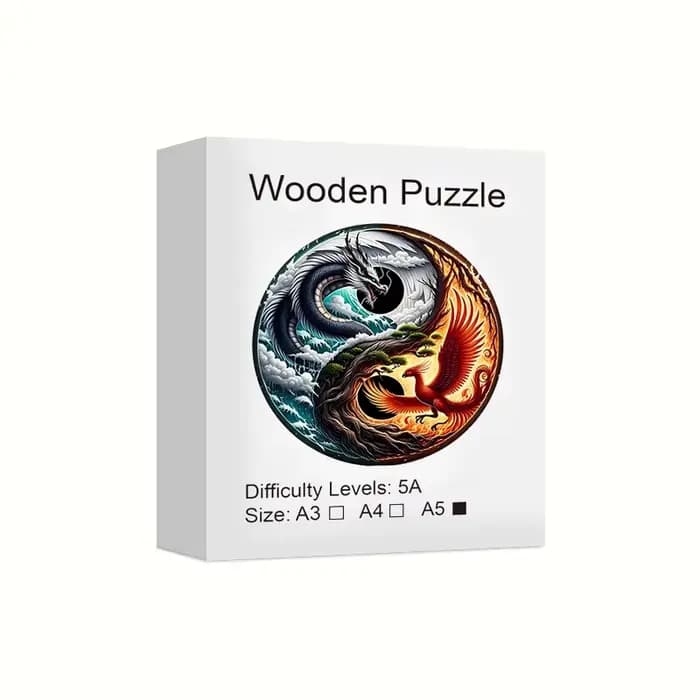 Puzzle en bois sur le thème du Dragon et du phénix, jouets uniques et irréguliers en forme d'animal,