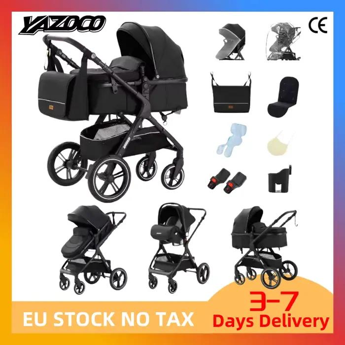 Poussette bébé 3 en 1 la plus récente, légère, avec siège haute, châssis en aluminium, système de vo