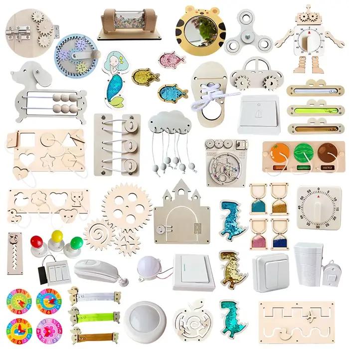 Planche occupée, accessoires de bricolage, lampes, sonnette, outils pédagogiques Montessori, capacit