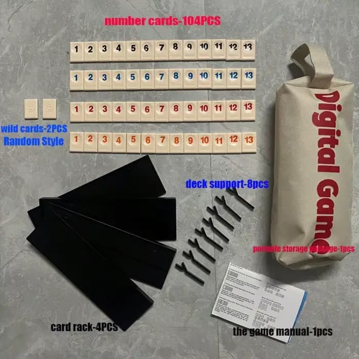 Jeu de cartes Rummy (106 cartes) 4 porte-cartes |   Sac de transport portable |   Jeu de société cla