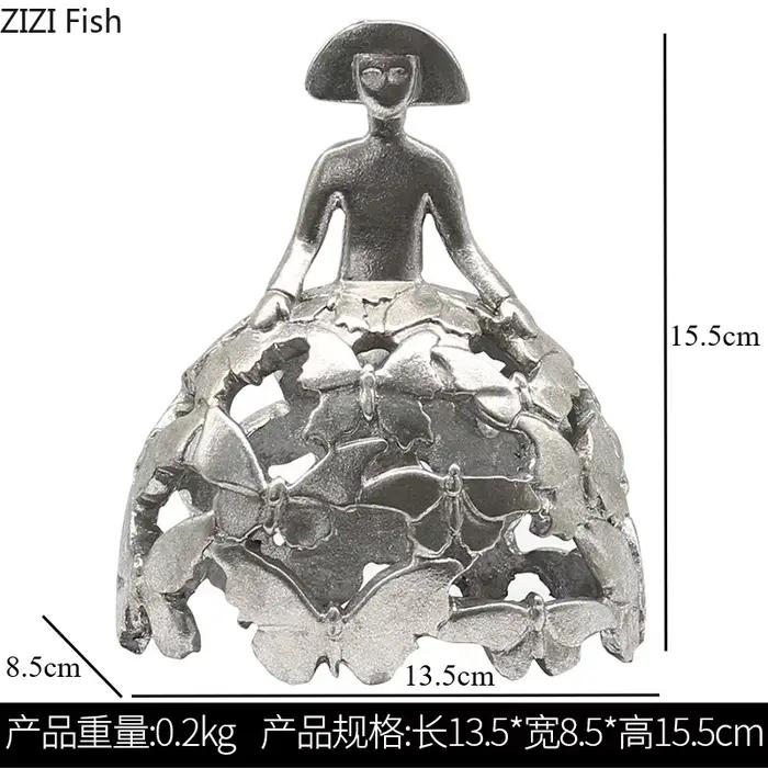 Statue de princesse en résine pour fille, Sculpture en argent, ornements de personnage, décoration d